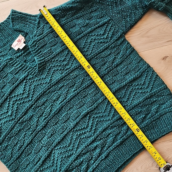 Wool Fishermancore Pattern Knit Chunky Wool Oversized Sweater "One Size" - Picture 11 of 14